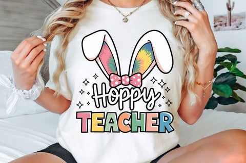 Hoppy Teacher Bunny Ears PNG, Hoppy Teacher PNG, Easter Teacher PNG, Easter Bunny Ears Coquette Bow PNG, Brushstroke Bunny PNG, Bunny Ears PNG, Easter School PNG, Easter Vibe Sublimation Regulrcrative 