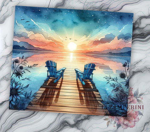 Horizon 20oz Tumbler Wrap PNG, Lake Life Tumbler Png, Straight & Tapered Tumbler Wrap, Instant Digital Download Sublimation Li Zamperini 