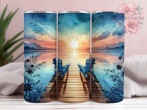 Horizon 20oz Tumbler Wrap PNG, Lake Life Tumbler Png, Straight & Tapered Tumbler Wrap, Instant Digital Download Sublimation Li Zamperini 