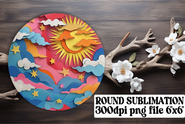 Horizon Glow: Sun Round Ornament Sublimation Collection Sublimation afrosvg 