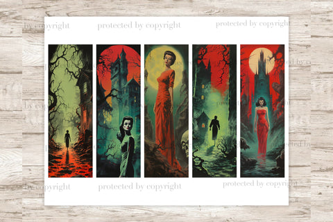 Horror Bookmarks Printable | Pin Up Girl Printable SVG GlamArtZhanna 