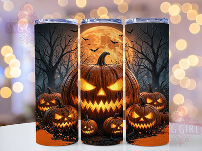 Horror Moon Pumpkin Glow 20oz Tumbler, Moon Motif, Pumpkin Accent, Horror Theme, Glow Art Design, Spooky Flair, Sublimation Wrap, 20oz Tumbler Sublimation SvggirlplusArt 