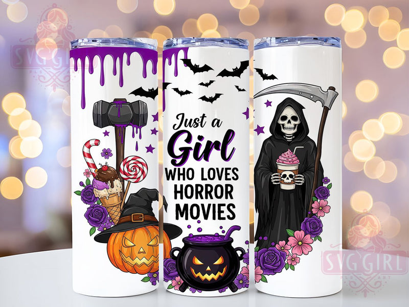 Horror Movie Night Halloween Tumbler, Halloween Film Cup, Slasher Fan Gift, 20Oz Sublimation Wrap, Spooky Movie Night Drinkware, Creepy Cute Tumbler, Horror Lover Cup Sublimation SvggirlplusArt 
