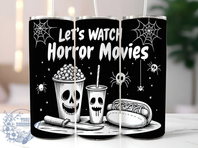 Horror Movies Tumbler, Halloween Design, 20oz Sublimation Wrap, Scary Movie Gift, Spooky Drinkware, Movie Night Decor, Horror Lover Gift, Fall Festivities Tumbler Sublimation ToriDesigns 