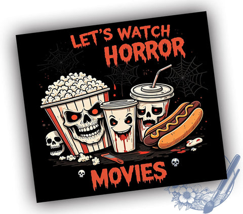 Horror Movies Tumbler, Halloween Design, 20oz Sublimation Wrap, Scary Movie Gift, Spooky Drinkware, Movie Night Decor, Horror Lover Gift, Fall Festivities Tumbler Sublimation ToriDesigns 