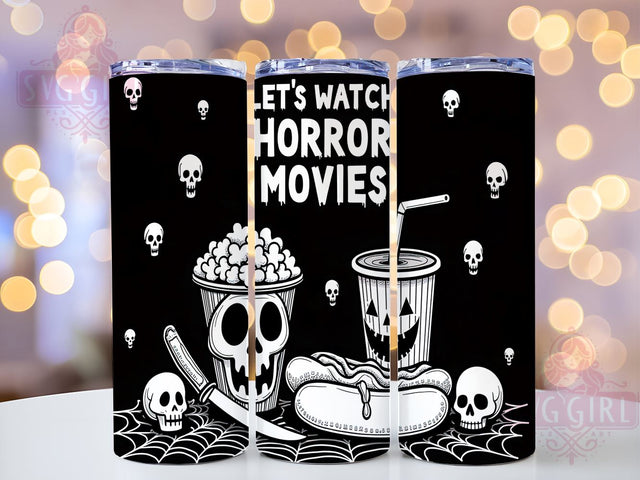 Horror Movies Tumbler, Halloween Tumbler Wrap, Scary Movie Design, 20oz Tumbler PNG, Spooky Season Decor, Horror Fan Gift, Movie Night Tumbler, October Vibes Tumbler Sublimation SvggirlplusArt 
