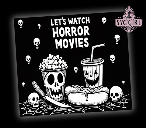 Horror Movies Tumbler, Halloween Tumbler Wrap, Scary Movie Design, 20oz Tumbler PNG, Spooky Season Decor, Horror Fan Gift, Movie Night Tumbler, October Vibes Tumbler Sublimation SvggirlplusArt 