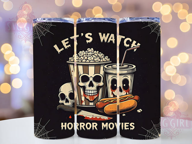 Horror Movies Tumbler, Halloween Tumbler Wrap, Scary Movie Design, 20oz Tumbler PNG, Spooky Season Decor, Horror Fan Gift, Movie Night Tumbler, October Vibes Tumbler Sublimation SvggirlplusArt 