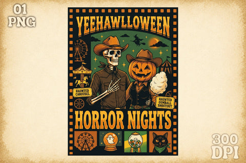 Horror Nights PNG,Vintage Halloween Png Sublimation designartist 