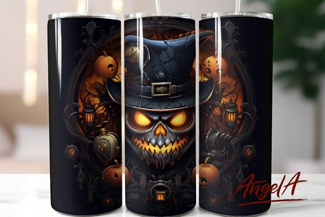 Horror tumbler wrap / halloween monster PNG / black tumbler Sublimation Angelina Semenova 