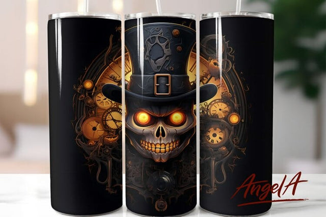 Horror tumbler wrap / halloween monster / steampunk gears Sublimation Angelina Semenova 