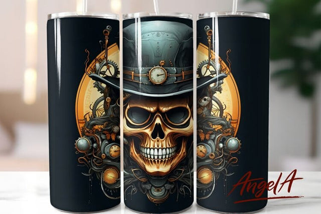 Horror tumbler wrap / halloween monster / steampunk skull Sublimation Angelina Semenova 