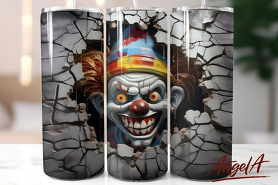 Horror tumbler wrap / Scary clown / 3d halloween tumbler Sublimation Angelina Semenova 