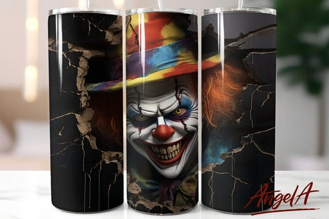 Horror tumbler wrap / Scary clown tumbler / clown horror PNG Sublimation Angelina Semenova 