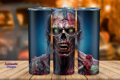 Horror Zombie Tumbler Wrap 20 oz | Halloween 20 oz Skinny Tumbler Wrap Sublimation Zombie Design Sublimation Sublimatiz Designs 