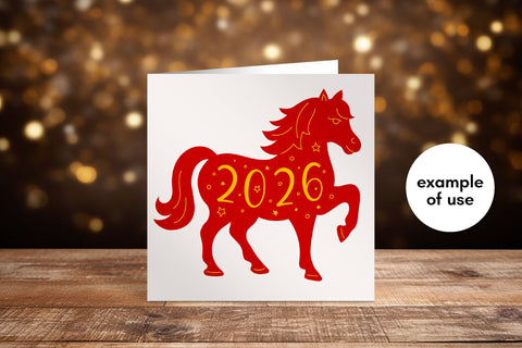 Horse 2026 New Year Symbol | Red and Gold, Black SVG PNG Print | Lunar New Year Art Digital Download | Sublimation, Greeting Card Vector SVG AnnaViolet_store 