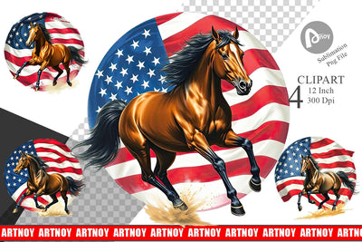 Horse 4th of July Clipart Sublimation artnoy 