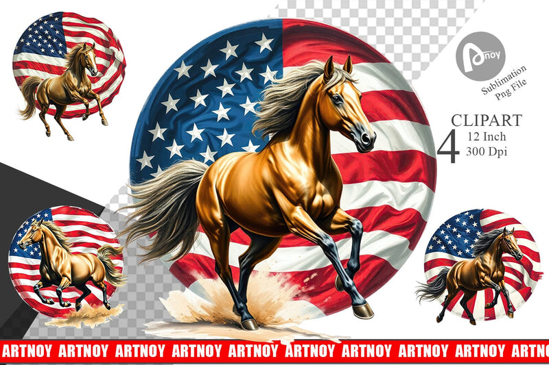 Horse 4th of July Clipart Sublimation artnoy 