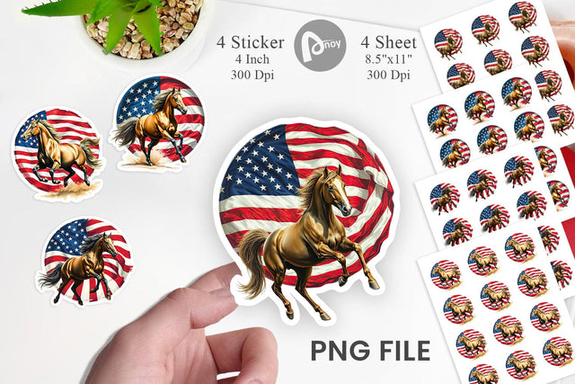 Horse 4th of July Sticker Sublimation artnoy 