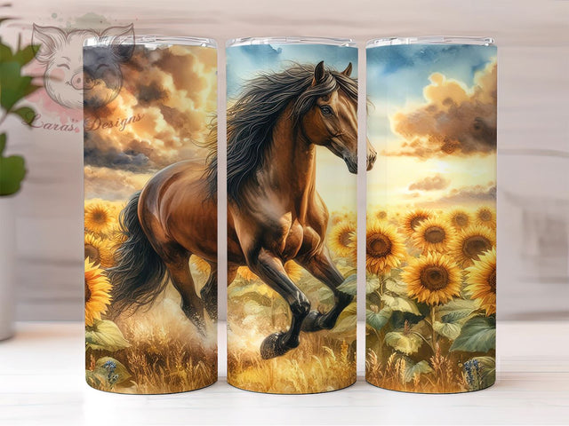 Horse and Sunflower Lover 20 oz Skinny Tumbler Sublimation Design, Straight & Tapered Tumbler Png, Horse Lover Tumbler Png, Digital Download PNG Sublimation Lara' s Designs 
