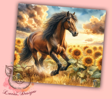 Horse and Sunflower Lover 20 oz Skinny Tumbler Sublimation Design, Straight & Tapered Tumbler Png, Horse Lover Tumbler Png, Digital Download PNG Sublimation Lara' s Designs 