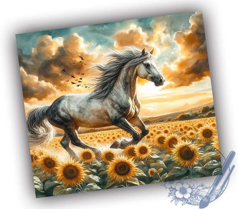 Horse and Sunflower Lover 20oz Skinny Tumbler PNG, Horse Tumbler Sublimation Wrap, Straight & Tapered Tumbler Wrap, Instant Digital Download Sublimation ToriDesigns 