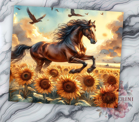 Horse and Sunflower Lover 20oz Tumbler Wrap PNG, Horse Tumbler PNG Sublimation Design, Straight & Tapered Tumbler Wrap, Instant Digital Download Sublimation Li Zamperini 