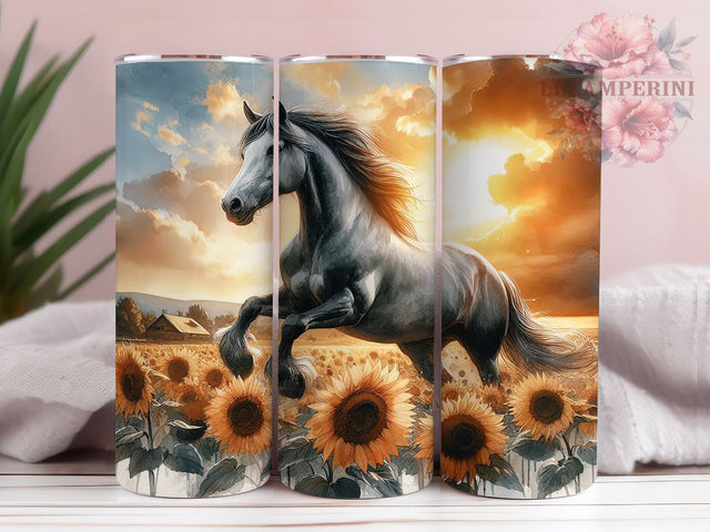 Horse and Sunflower Lover 20oz Tumbler Wrap PNG, Horse Tumbler PNG Sublimation Design, Straight & Tapered Tumbler Wrap, Instant Digital Download Sublimation Li Zamperini 