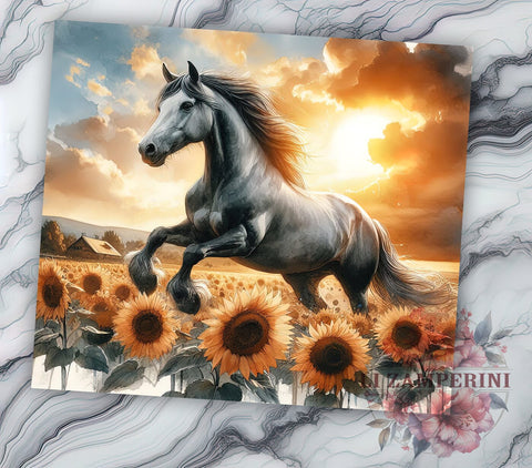 Horse and Sunflower Lover 20oz Tumbler Wrap PNG, Horse Tumbler PNG Sublimation Design, Straight & Tapered Tumbler Wrap, Instant Digital Download Sublimation Li Zamperini 