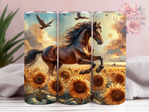 Horse and Sunflower Lover 20oz Tumbler Wrap PNG, Horse Tumbler PNG Sublimation Design, Straight & Tapered Tumbler Wrap, Instant Digital Download Sublimation Li Zamperini 