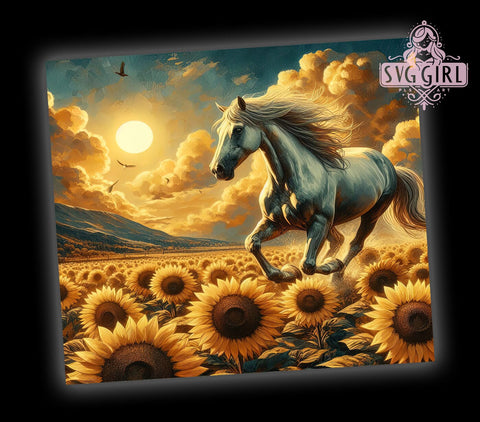 Horse and Sunflower Lover 20oz Tumbler Wrap Sublimation Design, Straight Tapered Tumbler Wrap, Horse Lover Tumbler Png, Instant Digital Download Sublimation SvggirlplusArt 