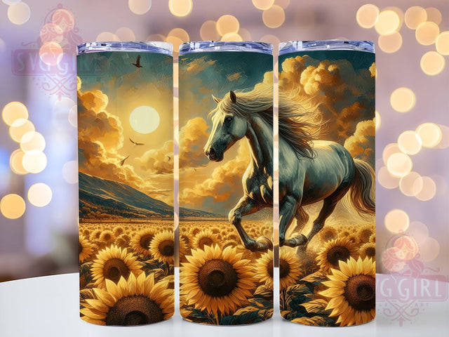 Horse and Sunflower Lover 20oz Tumbler Wrap Sublimation Design, Straight Tapered Tumbler Wrap, Horse Lover Tumbler Png, Instant Digital Download Sublimation SvggirlplusArt 