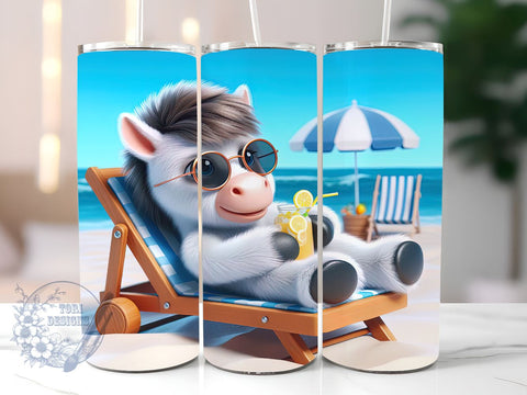 Horse Beach Life 20oz Skinny Tumbler, Horse Tumbler Png, Straight & Tapered Tumbler Wrap, Instant Digital Download Sublimation ToriDesigns 