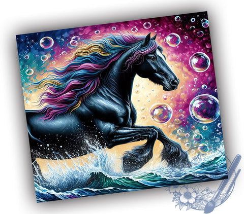 Horse Black 20oz Skinny Tumbler, Western Tumbler Png, Straight & Tapered Tumbler Wrap, Instant Digital Download Sublimation ToriDesigns 