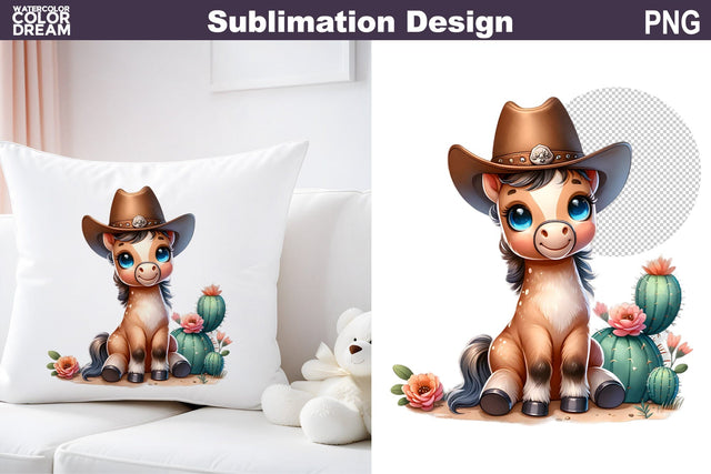 Horse Cowboy Sublimation | Western Animal Sublimation Sublimation WatercolorColorDream 