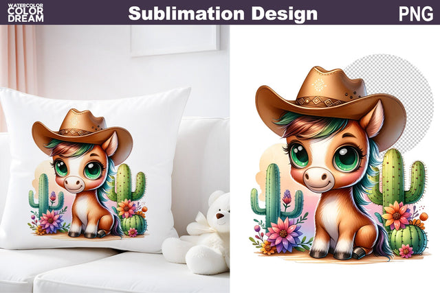 Horse Cowboy Sublimation | Western Animal Sublimation Sublimation WatercolorColorDream 