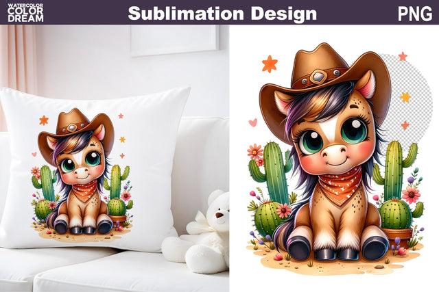 Horse Cowboy Sublimation | Western Animal Sublimation Sublimation WatercolorColorDream 