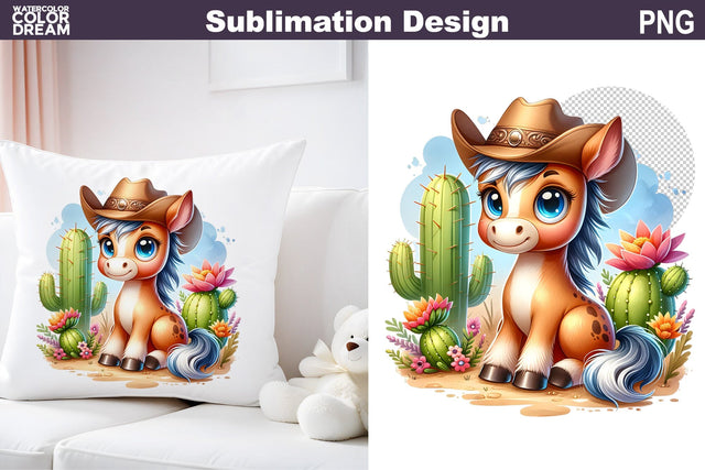 Horse Cowboy Sublimation | Western Animal Sublimation Sublimation WatercolorColorDream 