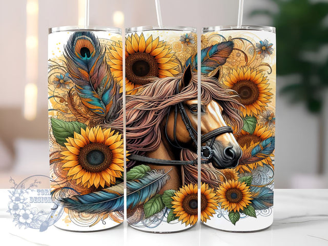 Horse Cowgirl 20oz Skinny Tumbler, Boho Western Tumbler Png, Straight & Tapered Tumbler Wrap, Instant Digital Download Sublimation ToriDesigns 