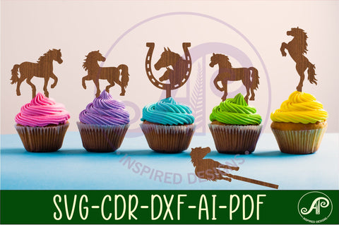 Horse cupcake toppers, 6 designs SVG laser cut SVG APInspireddesigns 