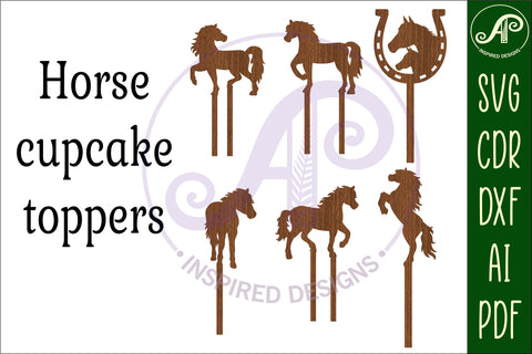 Horse cupcake toppers, 6 designs SVG laser cut SVG APInspireddesigns 