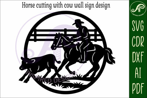 Horse cutting with cow wall sign, SVG file. vector sign SVG APInspireddesigns 