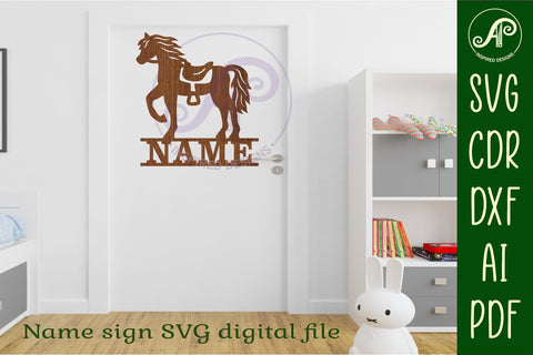 Horse design name sign svg laser cut SVG APInspireddesigns 
