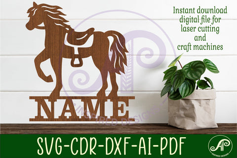 Horse design name sign svg laser cut SVG APInspireddesigns 