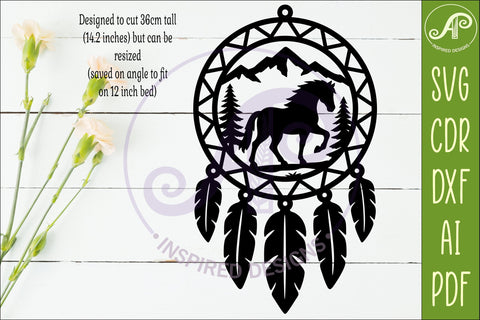 Horse Dreamcatcher Laser Cut File, Horse Lovers Wall Art SVG SVG APInspireddesigns 