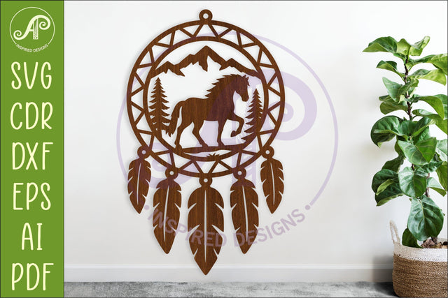 Horse Dreamcatcher Laser Cut File, Horse Lovers Wall Art SVG SVG APInspireddesigns 