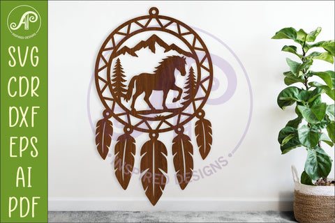 Horse Dreamcatcher Laser Cut File, Horse Lovers Wall Art SVG SVG APInspireddesigns 