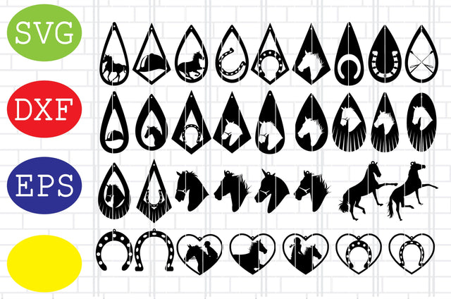 Horse Earrings Svg, Horseshoes Earring Svg, Head Horse Earring Svg, Jpg, Eps, Dxf Files SVG DigitalSvgFiles 