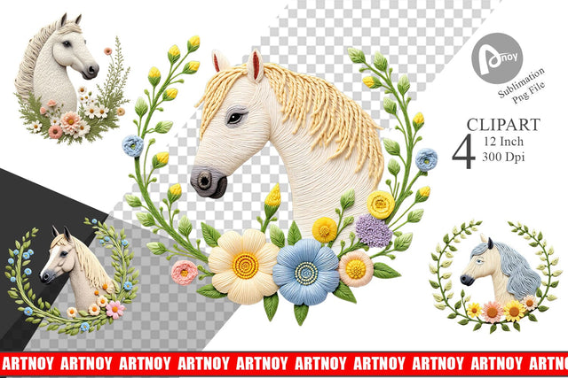 Horse Embroidery Clipart Sublimation artnoy 