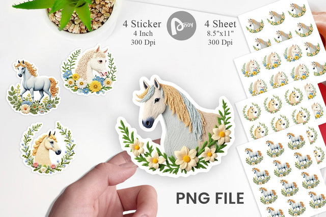 Horse Embroidery Sticker Sublimation artnoy 